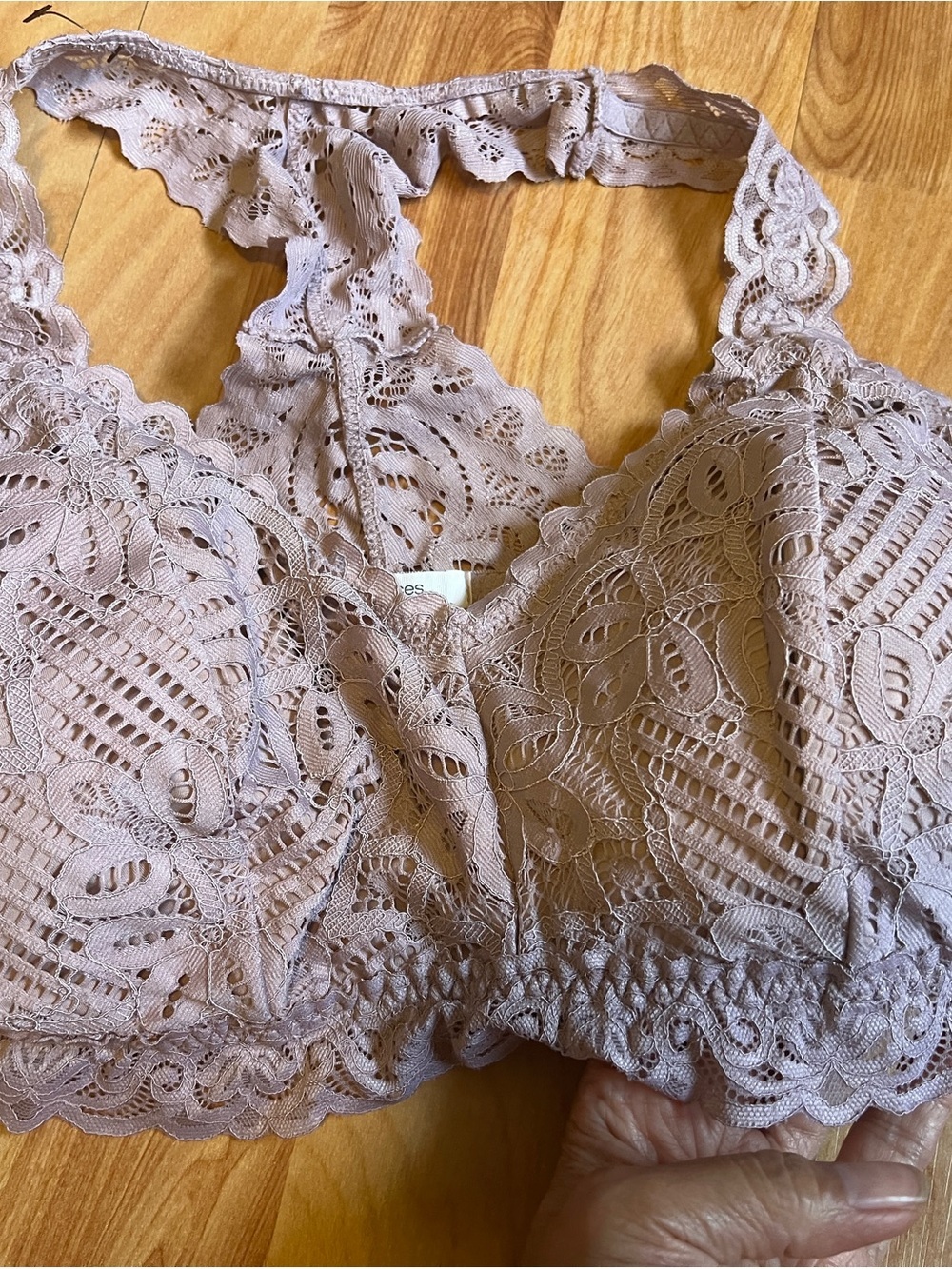 VGUC Maurices Lace Halter Racerback Bralette Dusty Mauve includes pads sz Med